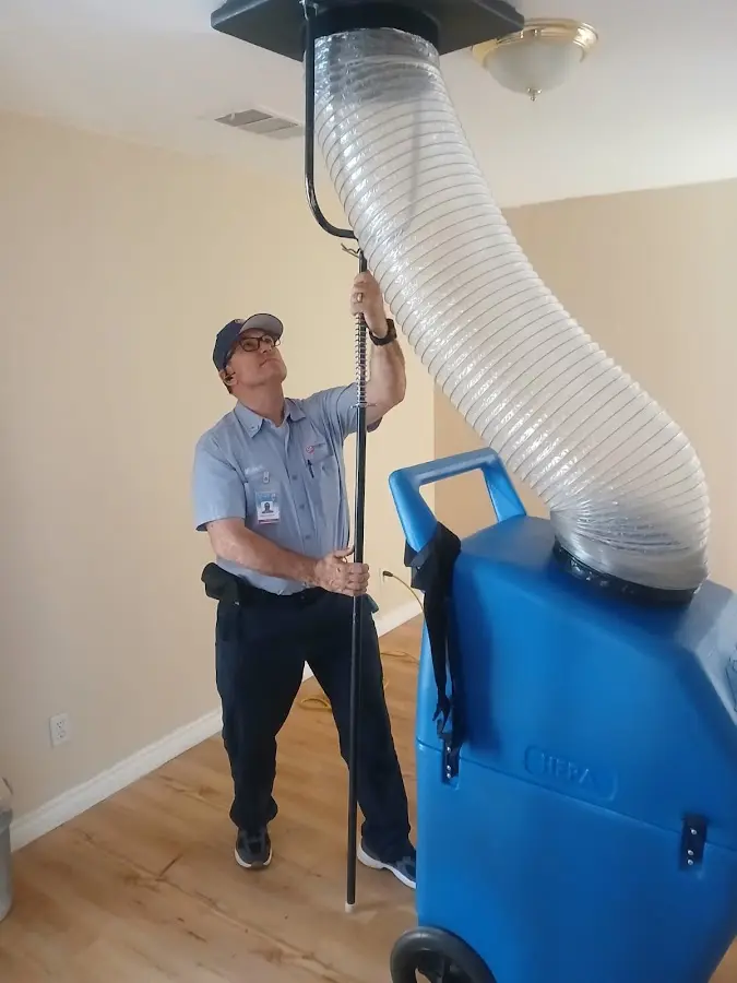 Mini Split Installation technician using HEPA equipment in Eatonton